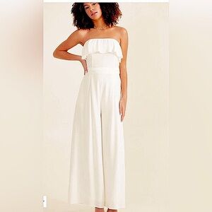 Altar'd State Cream Jumpsuit with Wide-Leg Elegance